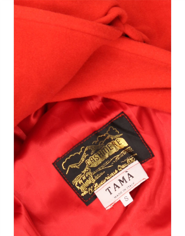 Vintage Womens 3/4 Sleeve Oversized Overcoat UK 10 Small Red Cashmere