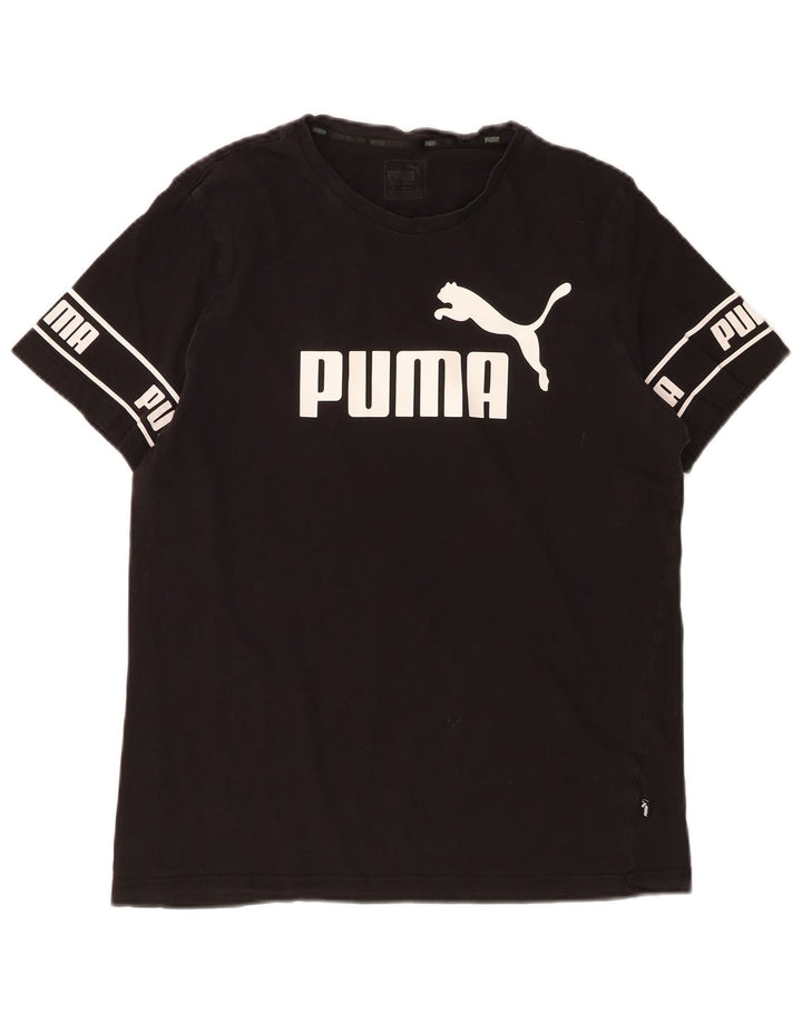 PUMA Mens Graphic T-Shirt Top Medium Black Cotton
