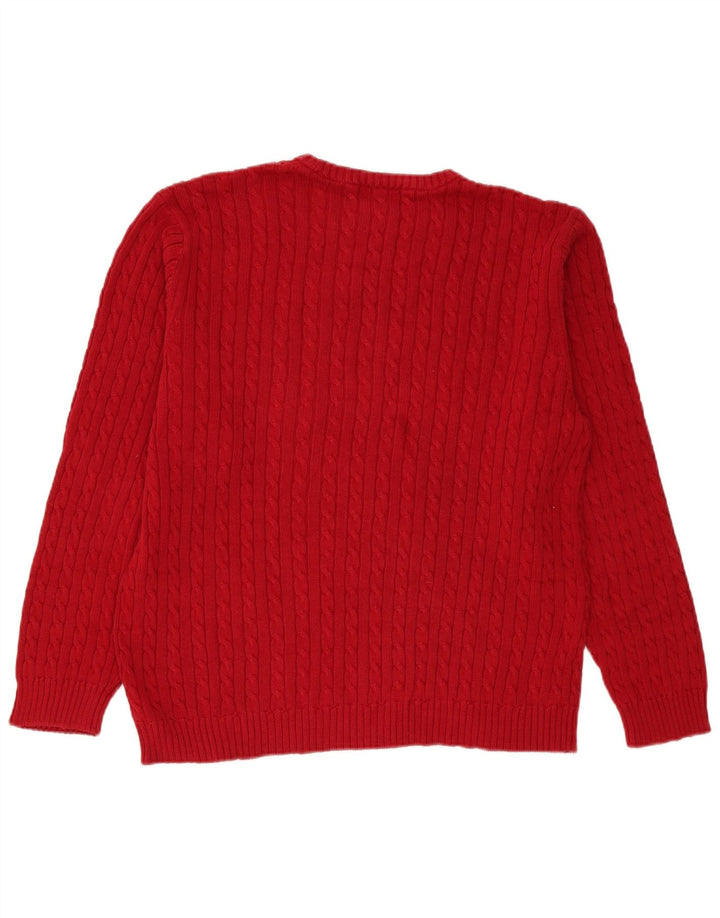 Chaps Mens Crew Neck Jumper Sweater Large Red Cotton
