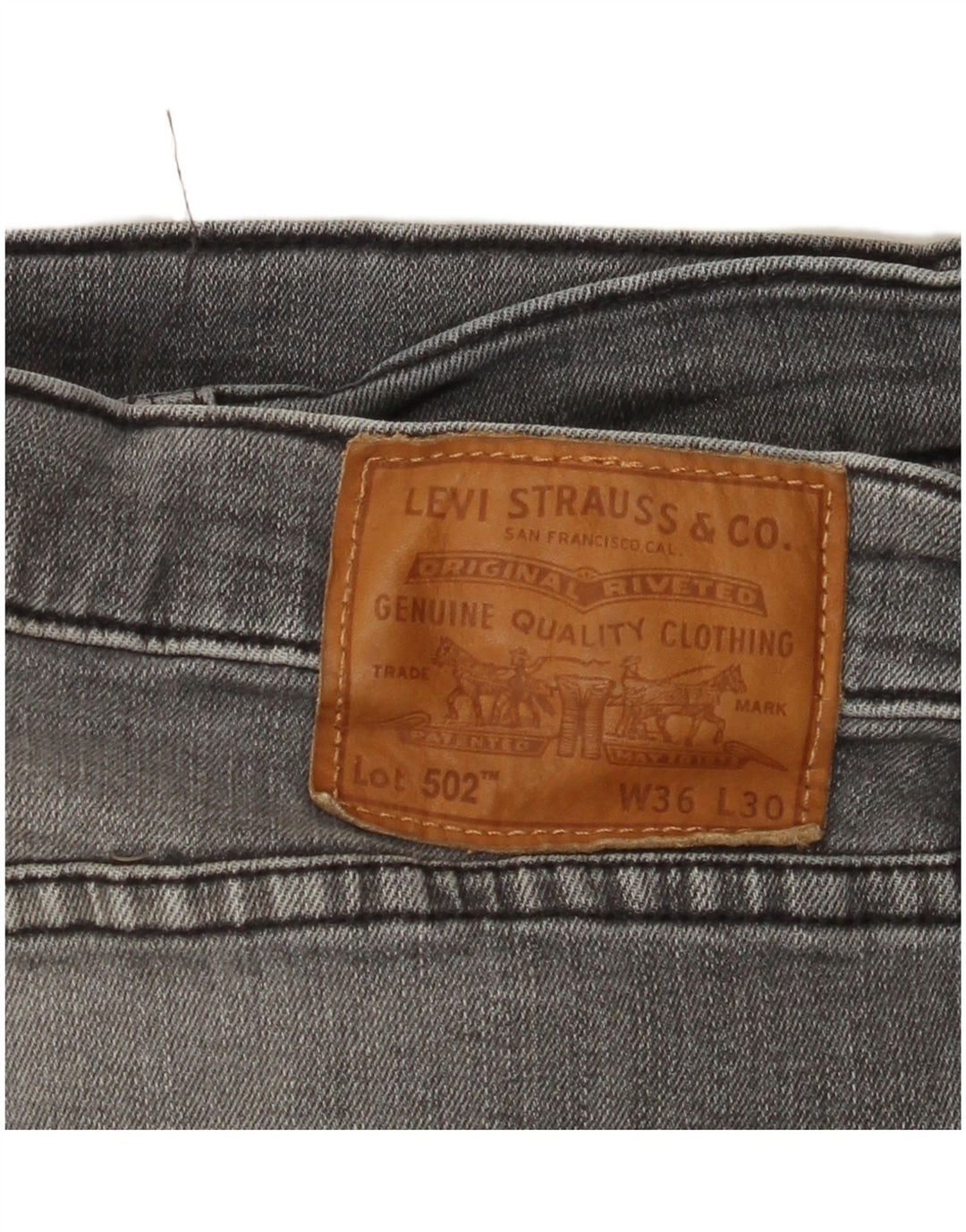 LEVI'S Mens 502 Tapered Jeans W36 L30 Grey Cotton