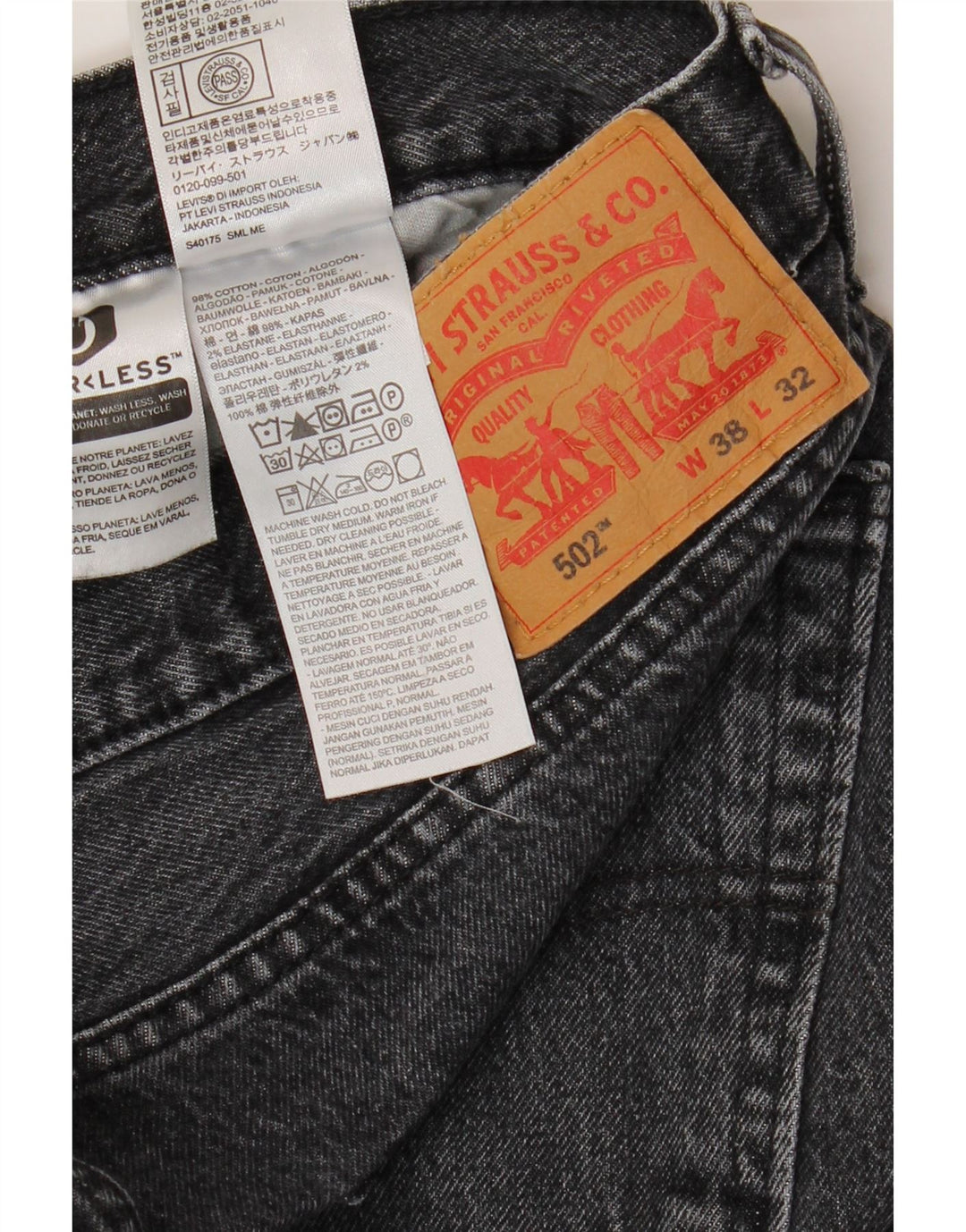 LEVI'S Mens 502 Tapered Jeans W38 L32  Grey Cotton