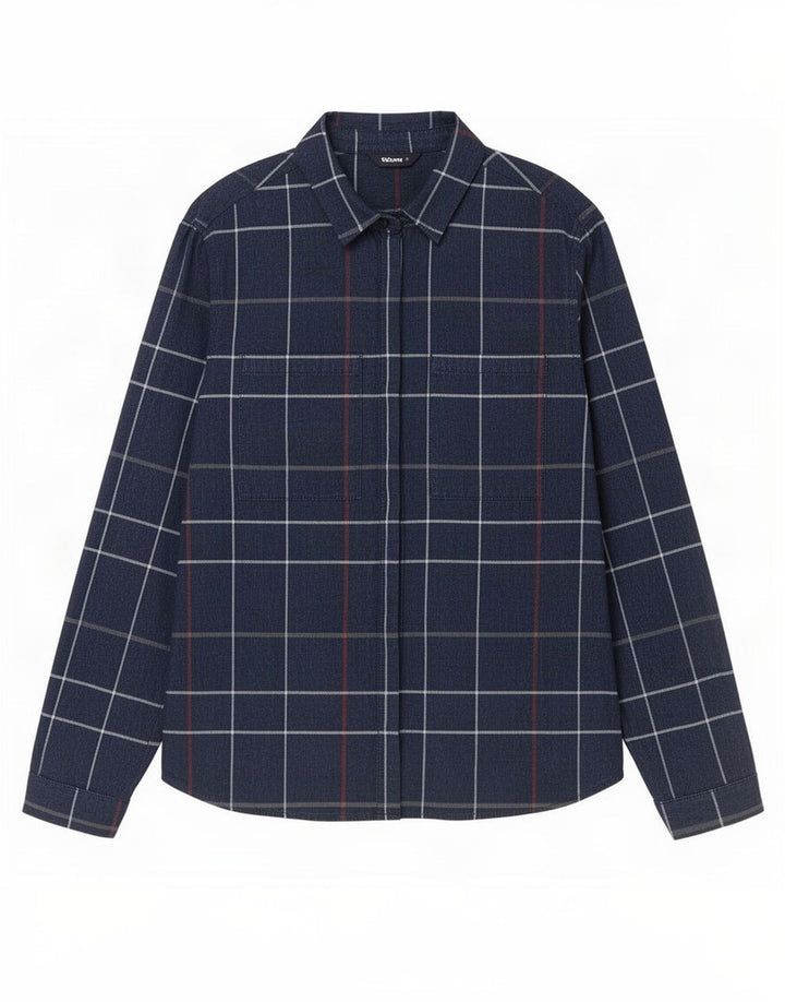 Rohan Chemise Femme UK 10 Petit Bleu Marine Plaid Polyester