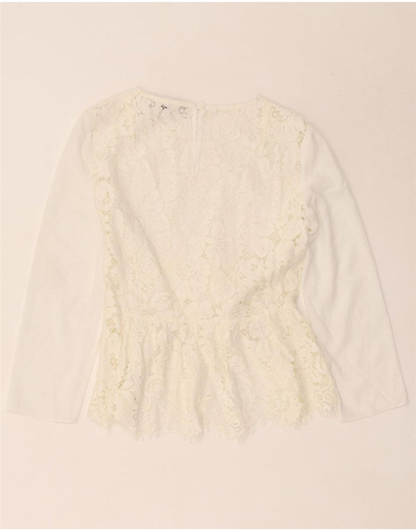 French Connection Haut chemisier à manches 3/4 pour femme UK 10 Petit motif floral blanc