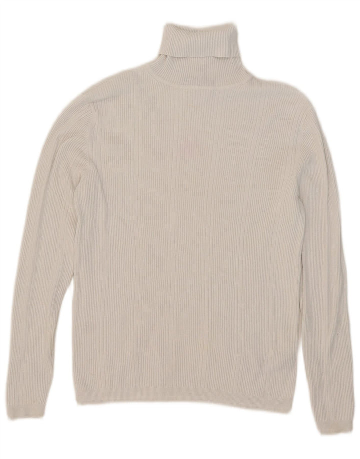Marks & Spencer Womens Roll Neck Jumper Sweater UK 12 Medium White Viscose