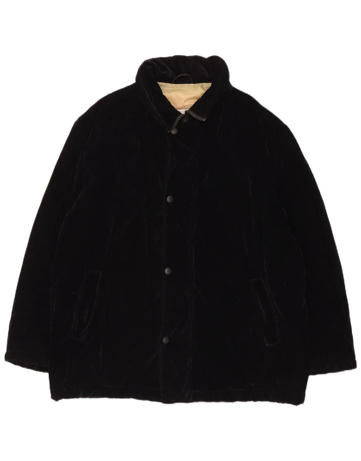 Trussardi Mens Quilted Windbreaker Jacket IT 54 2XL Black Cotton