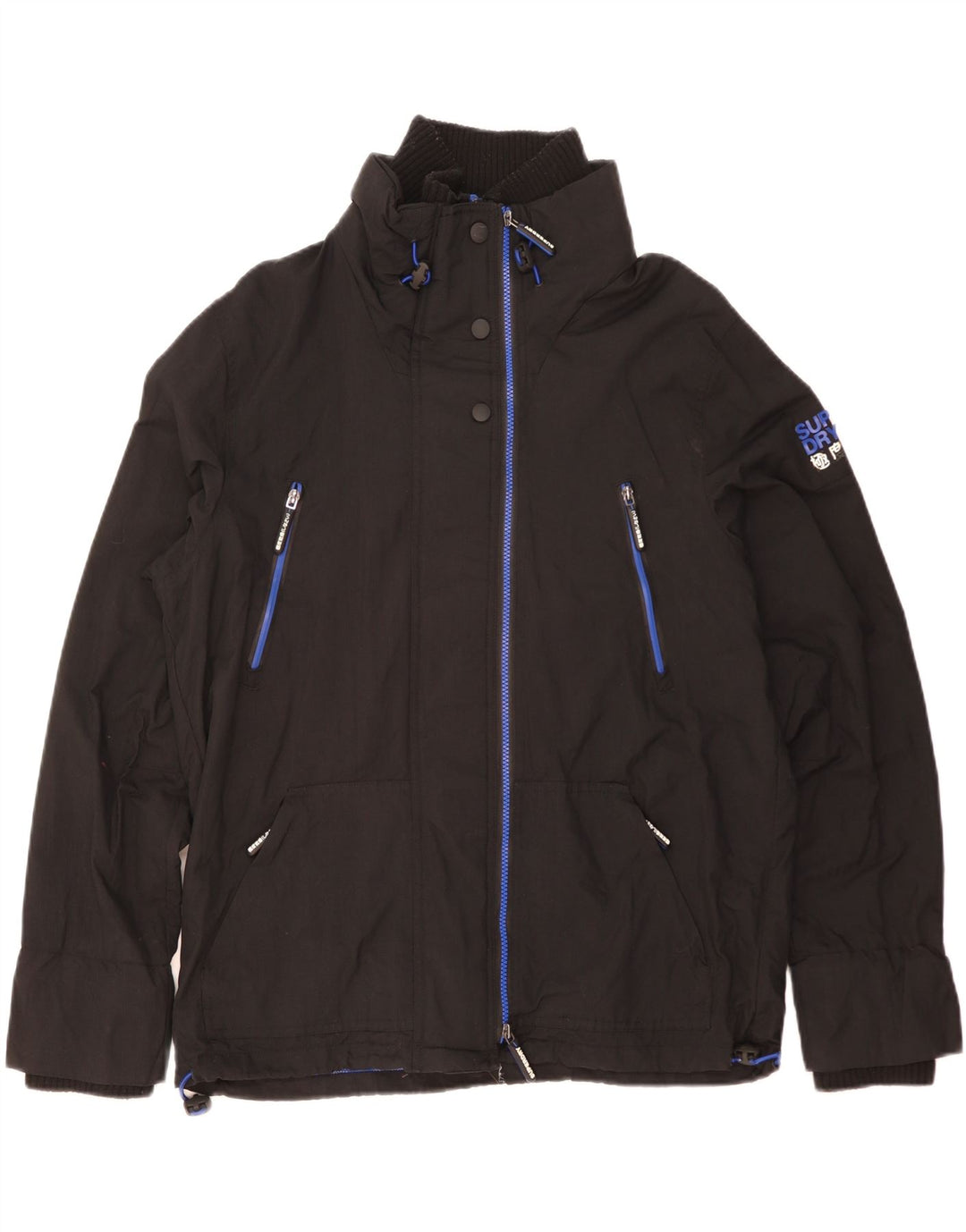 SUPERDRY Mens The Wind Attacker Graphic Rain Jacket UK 44 2XL Black Nylon