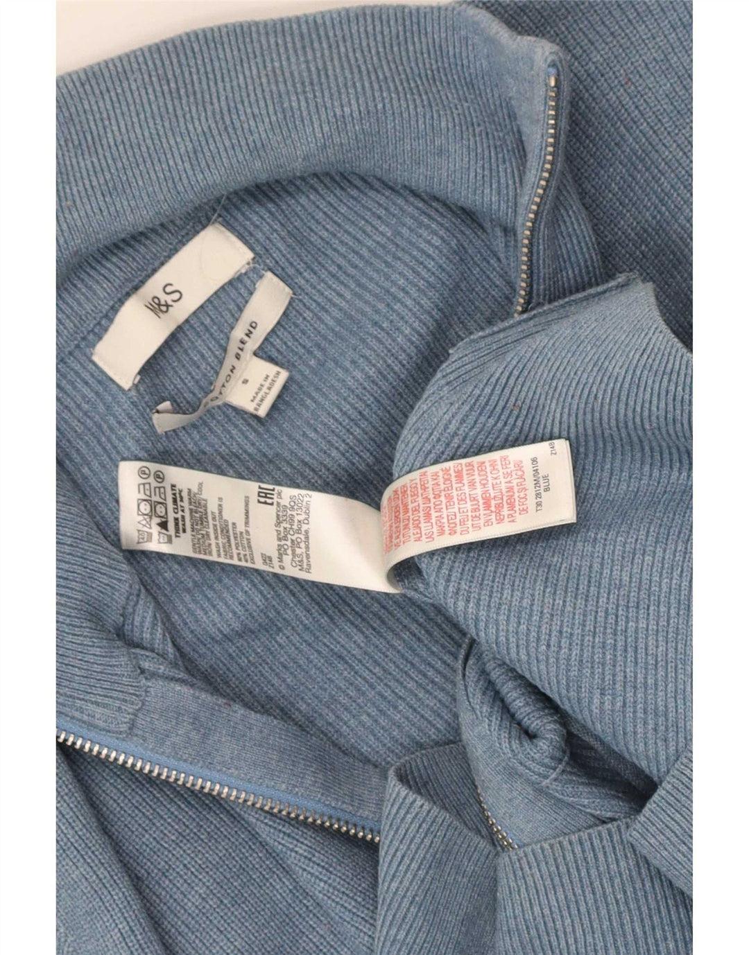 Marks & Spencer Mens Full Zip Cardigan Sweater Small Blue Polyester