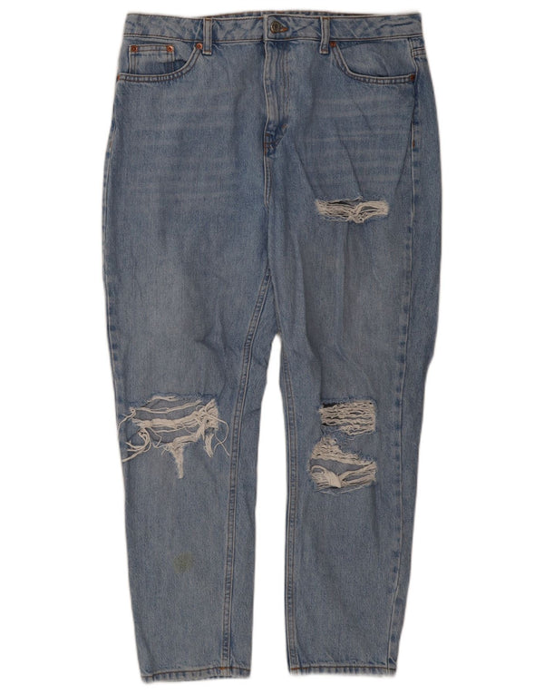 Topshop Blugi conici pentru bărbați Mom Distressed W34 L30 Bumbac albastru