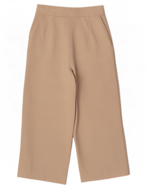 Zara Womens Wide Leg Capri Trousers Medium W28 L22 Beige Polyester