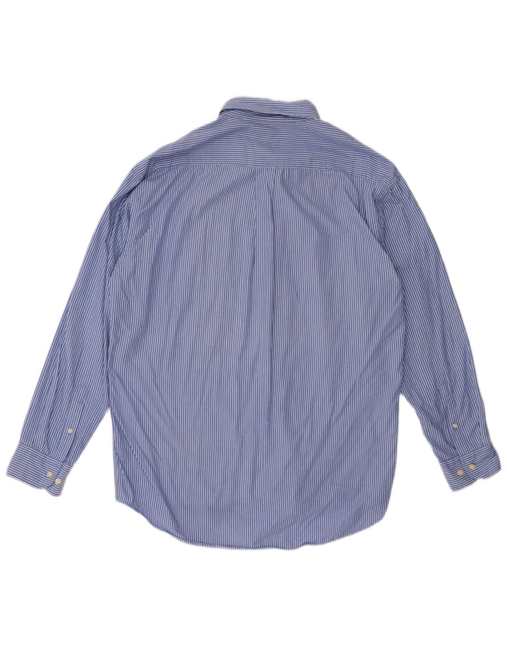 Dack's Mens Shirt Large Blue Pinstripe Cotton