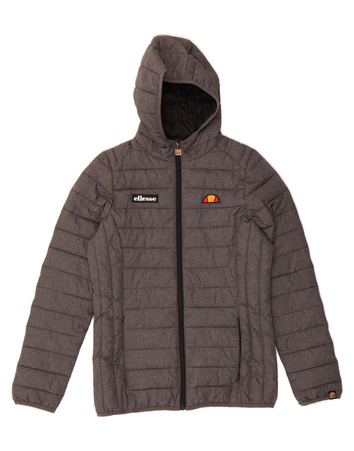 ELLESSE Womens Loose Fit Hooded Padded Jacket UK 10 Small  Grey Polyamide Vintage Ellesse and Second-Hand Ellesse from Messina Hembry 