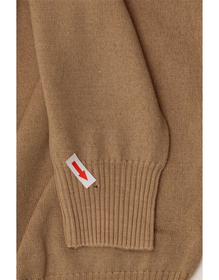 Zara Mens V-Neck Jumper Sweater XL Brown Wool
