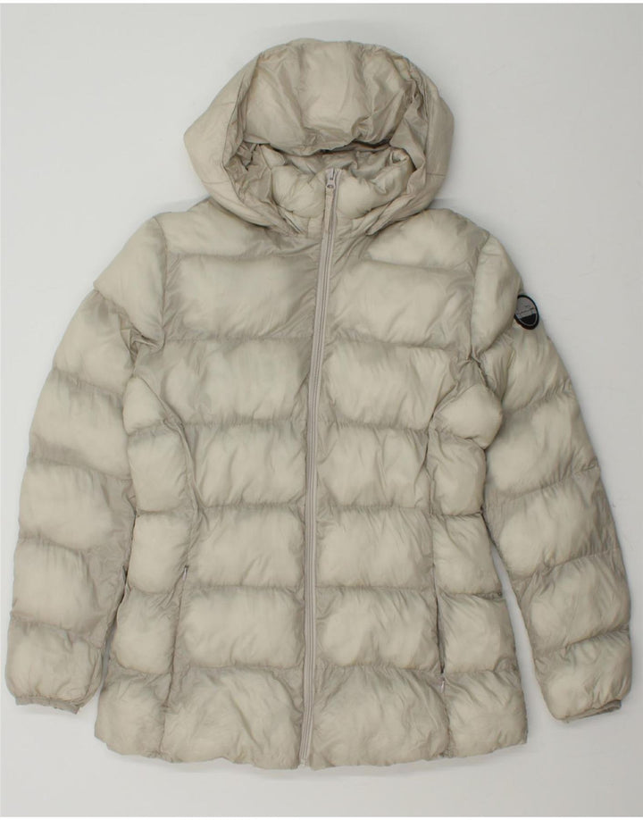 DIADORA Womens Hooded Padded Jacket UK 16 Large Grey Polyamide Vintage Diadora and Second-Hand Diadora from Messina Hembry 