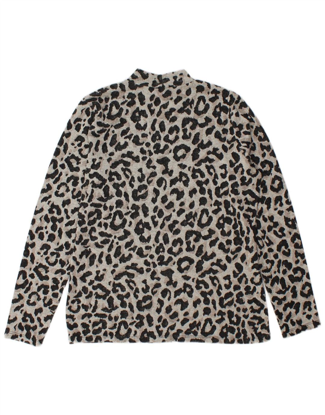 Oasis Womens Top Long Sleeve UK 14 Medium Grey Animal Print Polyester
