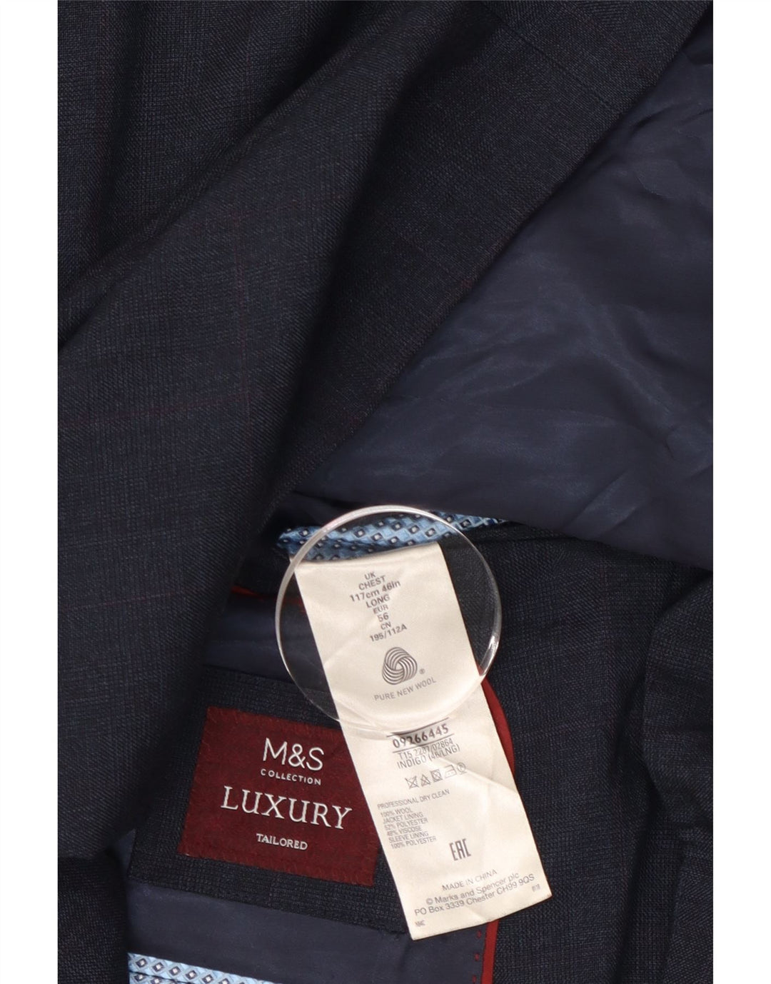 MARKS & SPENCER Mens Long 2 Button Blazer Jacket EU 56 3XL Navy Blue Wool