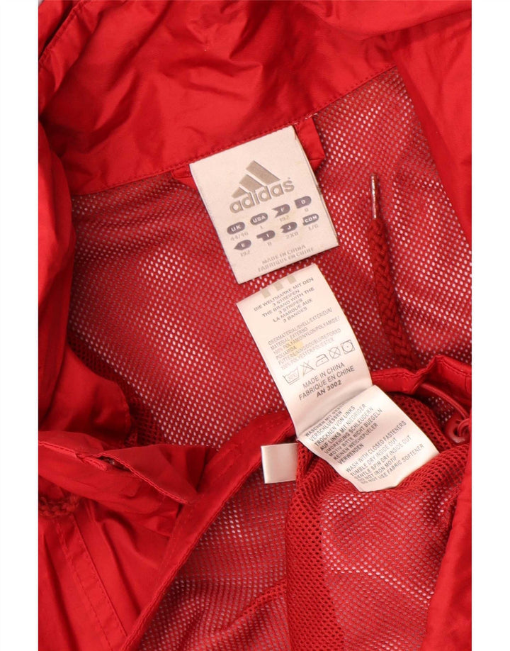Adidas Mens Hooded Rain Jacket UK 44/46 Large Red Polyamide