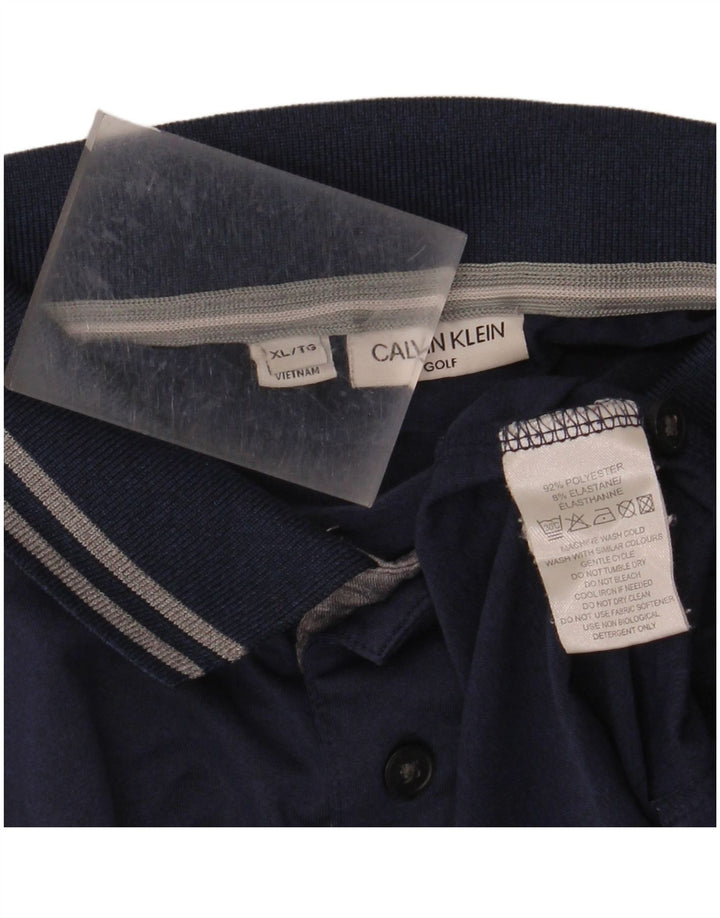 CALVIN KLEIN Mens Golf Polo Shirt XL Navy Blue Polyester