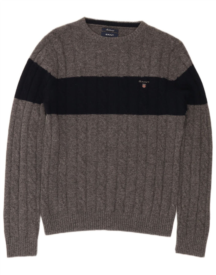 GANT Womens Crew Neck Jumper Sweater UK 14 Medium Grey Colourblock