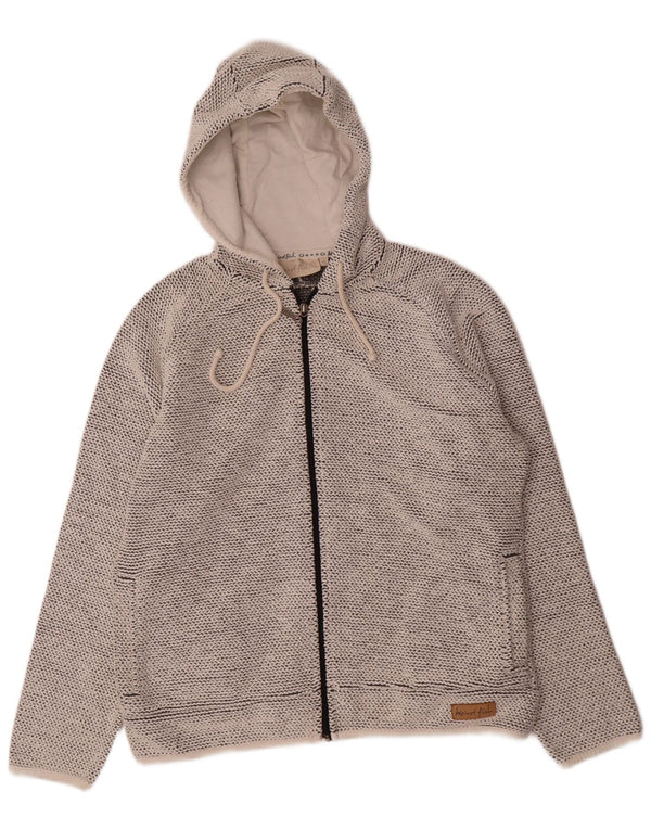 Suéter feminino com capuz e zíper Weird Fish UK 18 XL algodão cinza