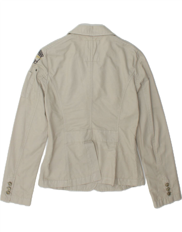AERONAUTICA MILITARE Womens Graphic Blazer Jacket IT 44 Medium Off White Vintage Aeronautica Militare and Second-Hand Aeronautica Militare from Messina Hembry 