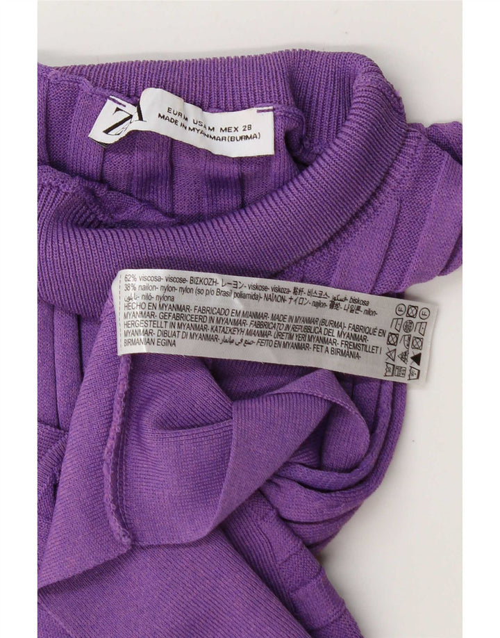 Zara Womens Crop Vest Top UK 12 Medium Purple Viscose