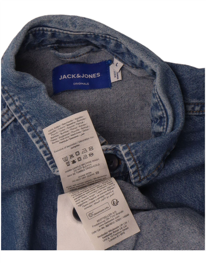 Jack & Jones Mens Denim Shirt Large Blue Cotton