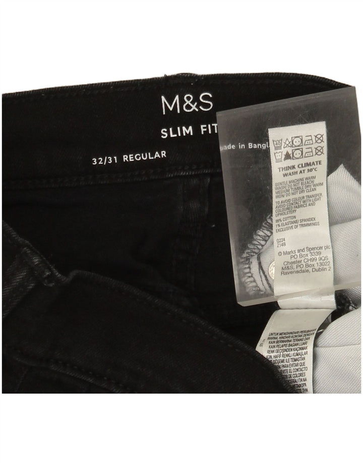 Blugi subțiri obișnuiți pentru bărbați Marks & Spencer W32 L31 bumbac negru
