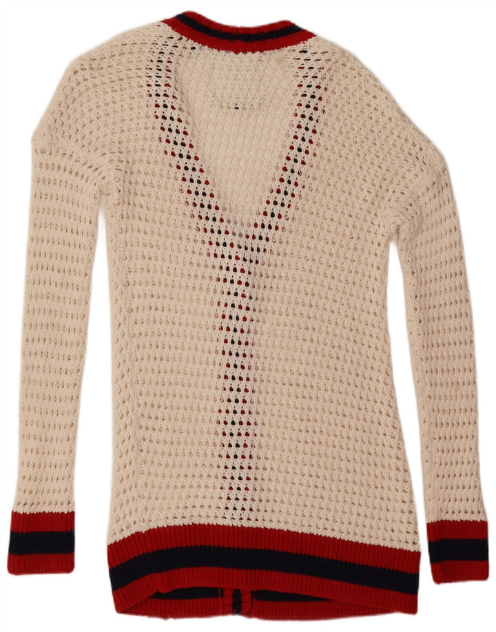 Superdry Womens Oversized Cardigan Sweater UK 10 Small White Colourblock