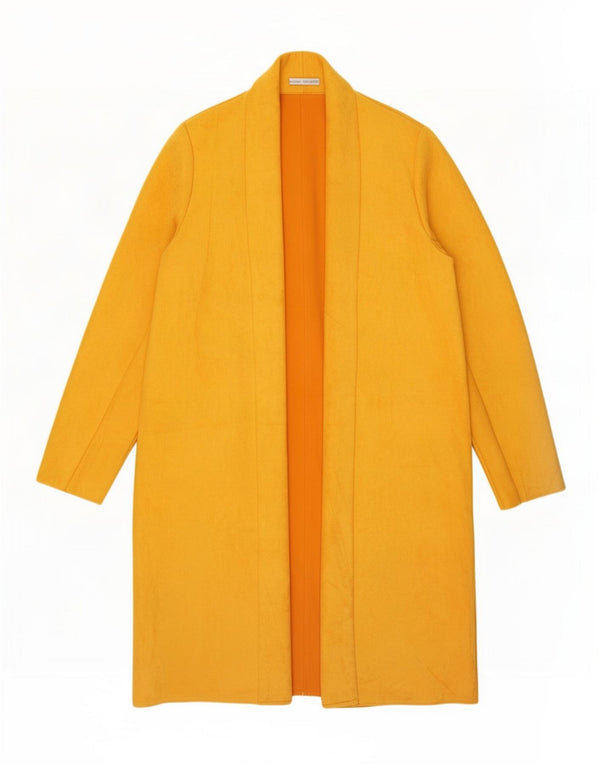 Zara Womens Open Overcoat UK 18 XL Yellow Polyester