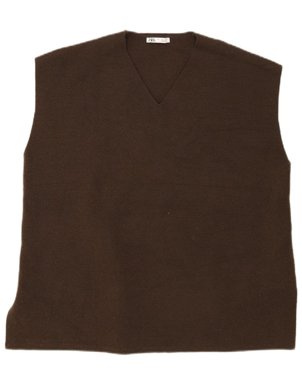 Zara Womens Vest Tank Top UK 16 Large Green Polyester