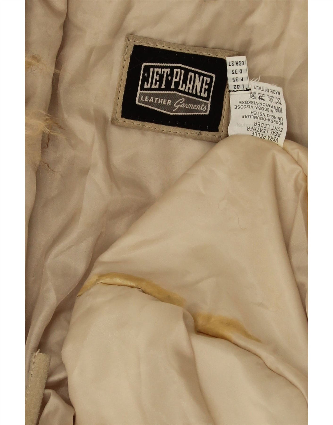 Jet Plane Dame Ruskind Overfrakke IT 42 Medium Beige Læder