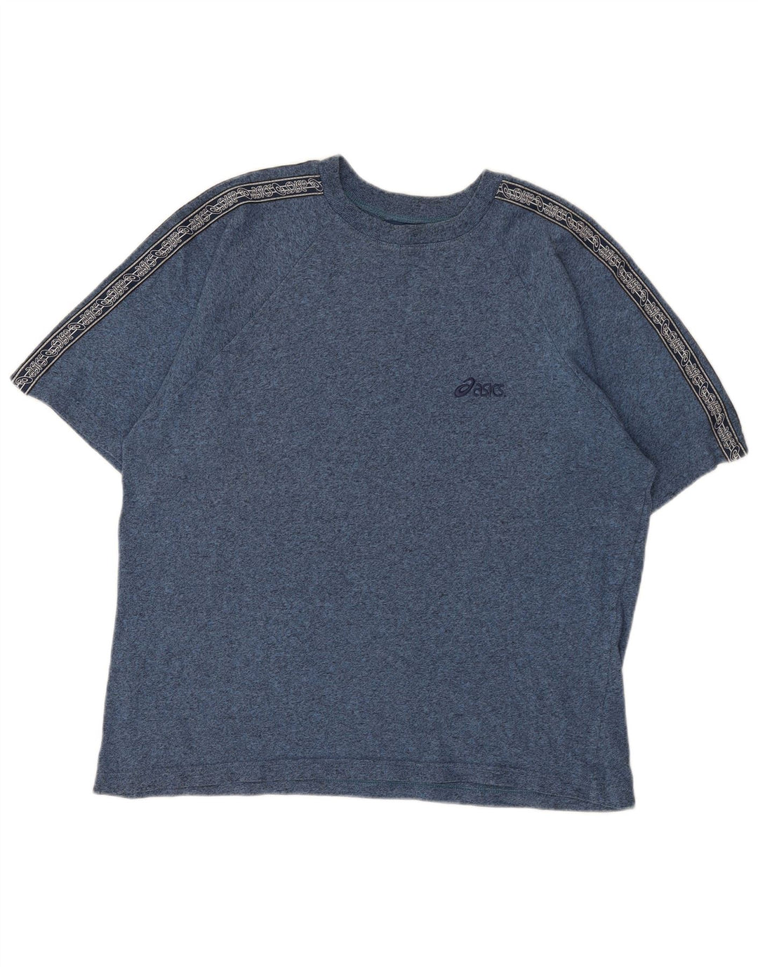 Asics Mens Graphic T-Shirt Top Large Blue Colourblock Cotton