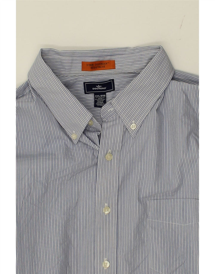 DOCKERS Mens Shirt 2XL Blue Pinstripe Cotton Vintage Dockers and Second-Hand Dockers from Messina Hembry 