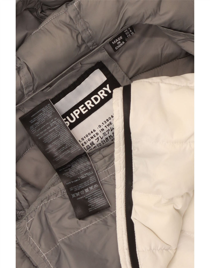 Superdry Womens Hooded Padded Jacket UK 8 Small White Nylon