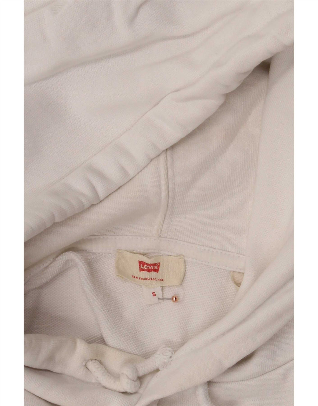 Levi's Mens Graphic Hoodie Jumper Small White Cotton