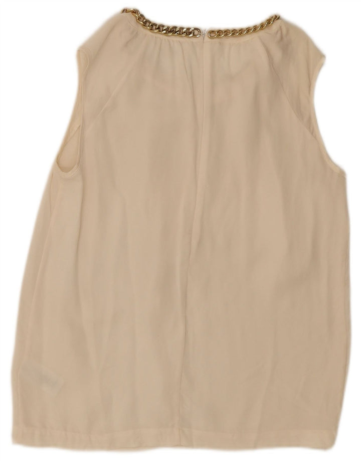 Michael Kors Womens Sleeveless Blouse Top UK 10 Small Off White Silk