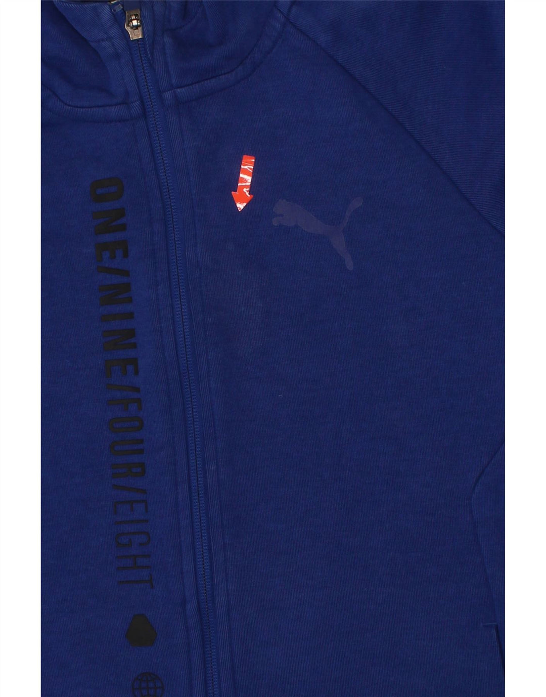 PUMA Boys Graphic Zip Hoodie Sweater 11-12 Years Blue Polyester Vintage Puma and Second-Hand Puma from Messina Hembry 