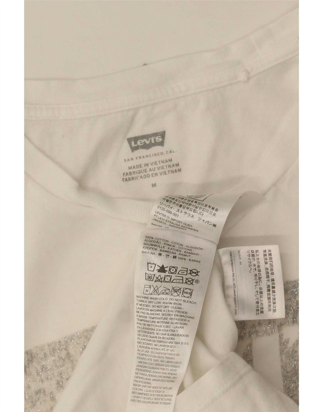 Levi's Womens Graphic T-Shirt Top UK 12 Medium White Cotton