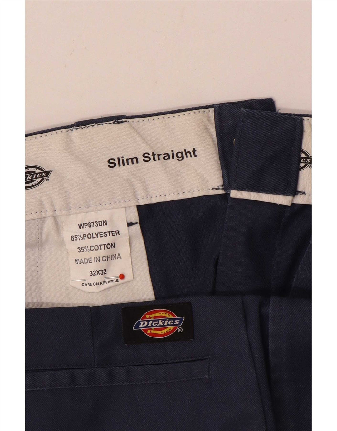 Dickies Mens Slim Straight Chino Trousers W32 L32 Navy Blue Polyester