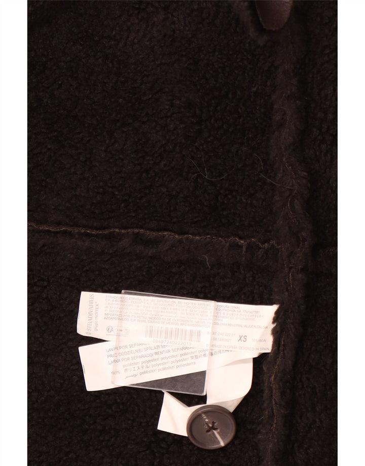 STRADIVARIUS Pardesiu Sherpa supradimensionat pentru femei UK 6 XS Poliester maro