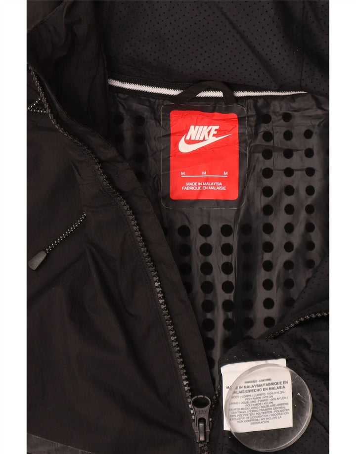 Nike Mens Hooded Tracksuit Top Jacket Medium Black Nylon