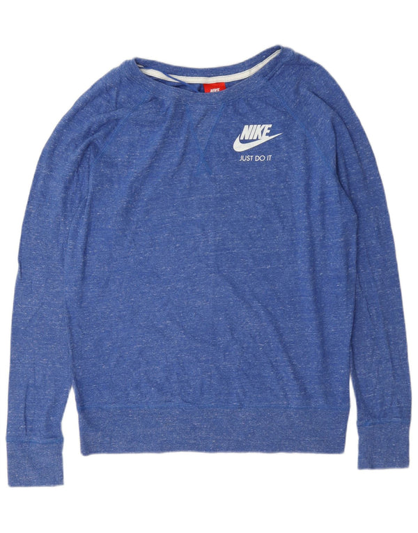 Nike Dame Sweatshirt Jumper UK 14 Medium Blue Flecked Bomuld