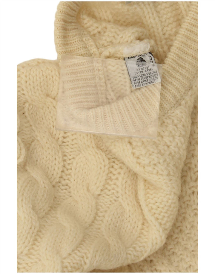 Benetton Mens Crew Neck Jumper Sweater IT 48 Medium Beige Wool