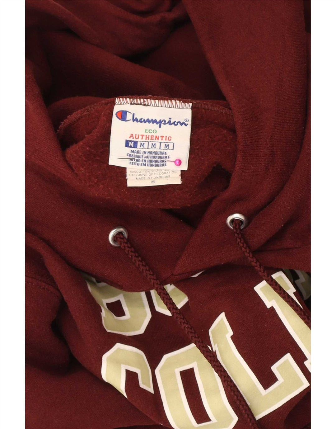 Champion Mens Graphic Regular Fit Hoodie Jumper Medium Maroon College