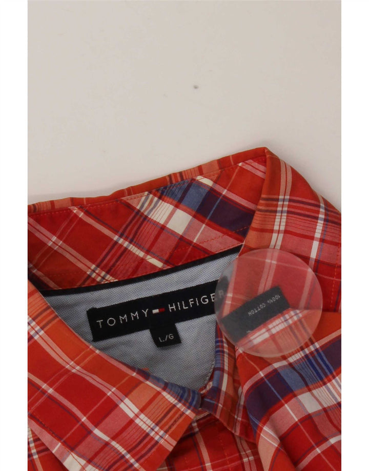 Tommy Hilfiger Chemise Homme Grand Carreau Orange Coton