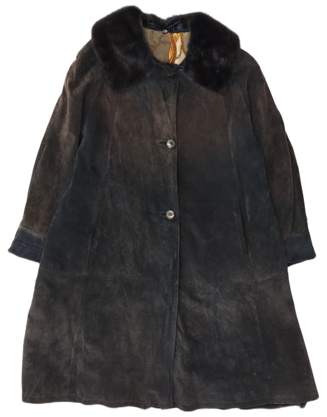 Vintage Damen Wildledermantel UK 14 Groß Marineblau