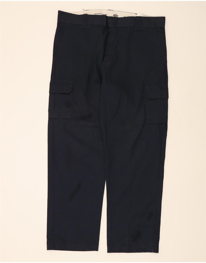 DICKIES Mens Relaxed Fit Cargo Trousers W42 L34 Navy Blue Polyester Vintage Dickies and Second-Hand Dickies from Messina Hembry 