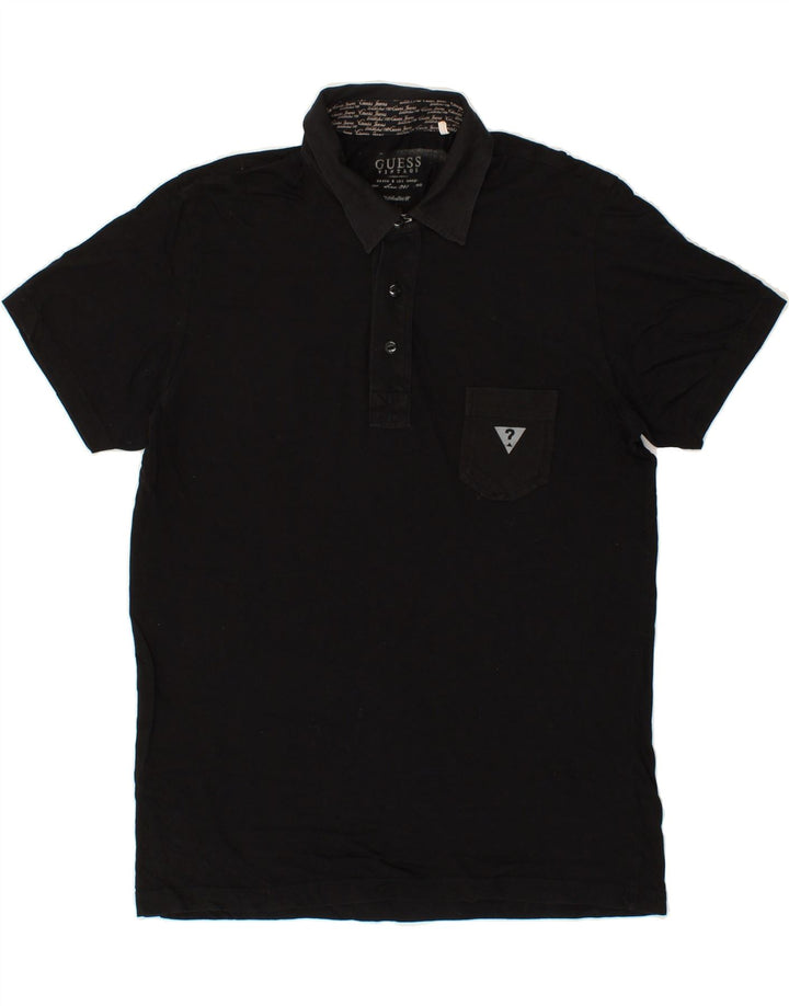 GUESS Mens Graphic Polo Shirt Large Black