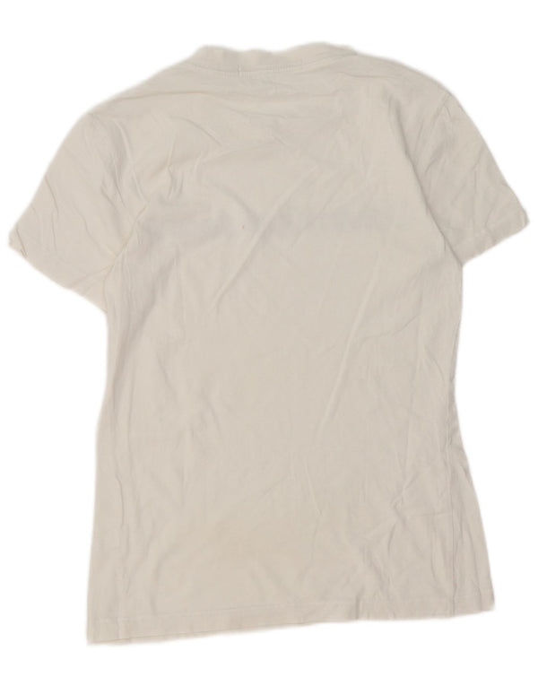 Calvin Klein Jeans Womens Graphic T-Shirt Top UK 10 Small White Cotton