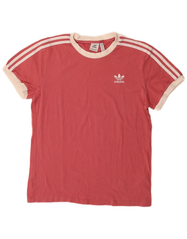Adidas Womens Oversized T-Shirt Top UK 6 XS Red Colourblock Cotton